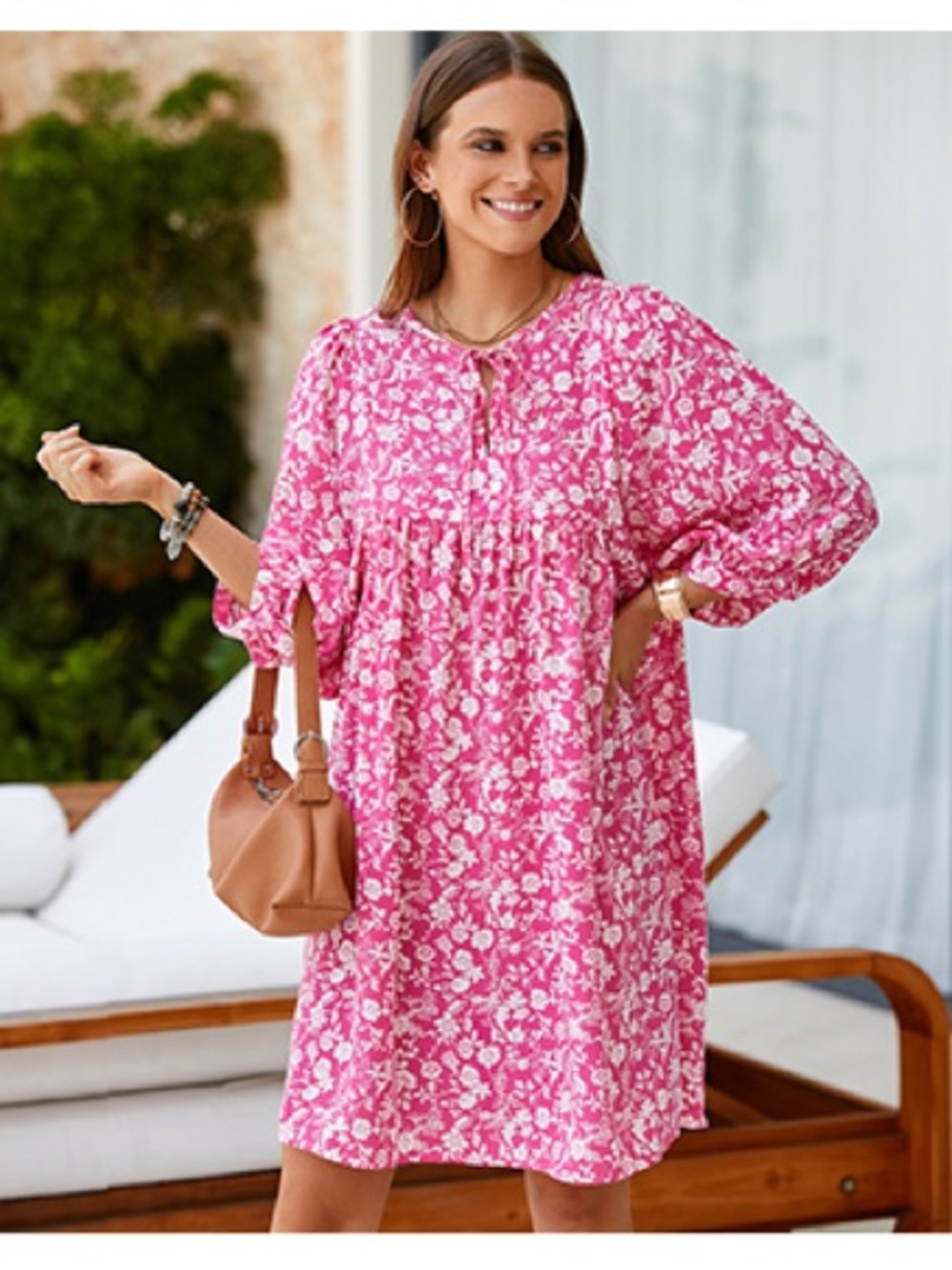 Dokotoo Pink Floral Babydoll Mini Dress - Women's Size Large